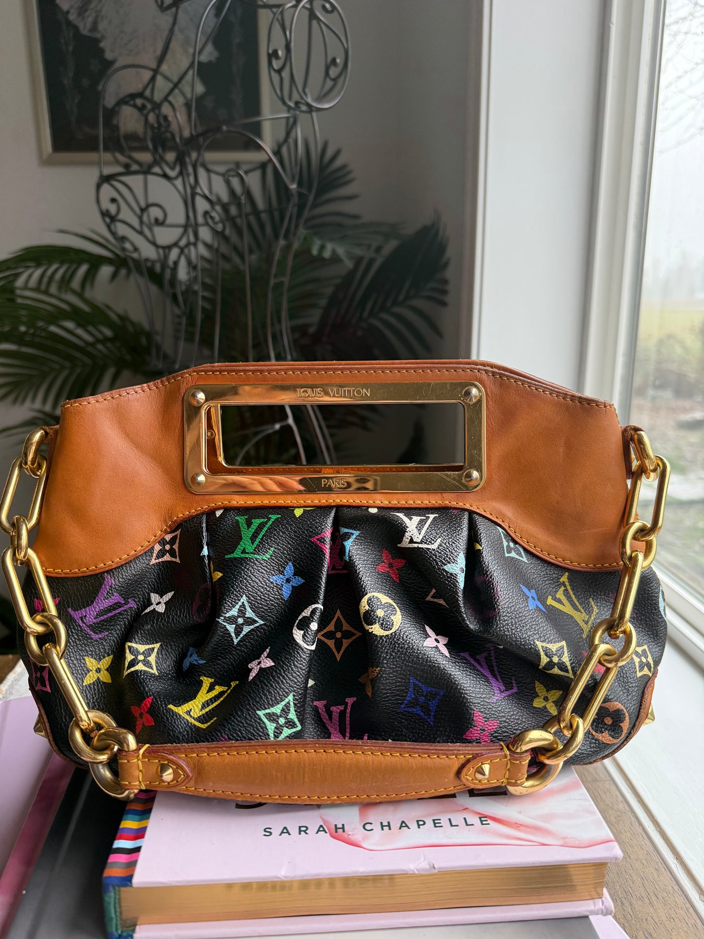 Preloved Authentic 2009 Murakami x LV Black Multicolor Judy PM
