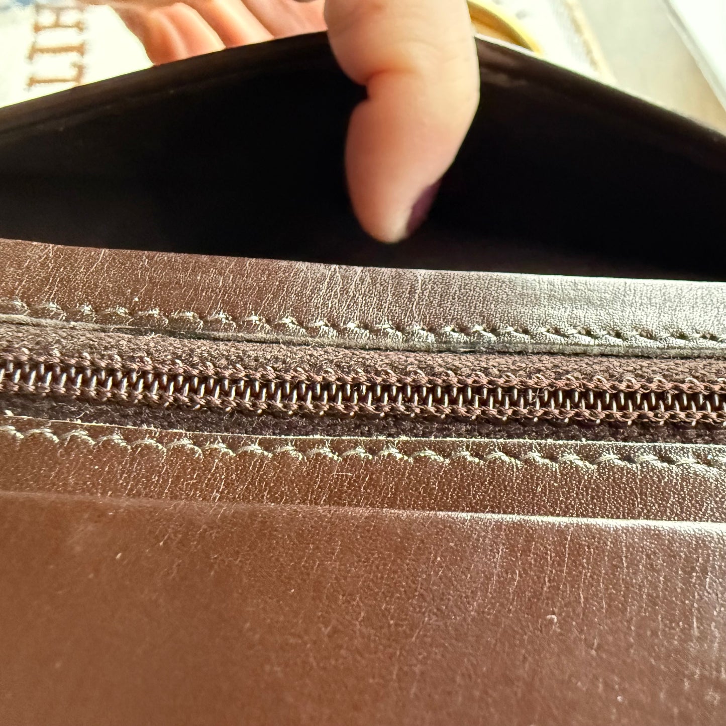 Authentic Preloved Luxury Upper Westside Vintage Brown Dior Trotter Long Wallet with Chain