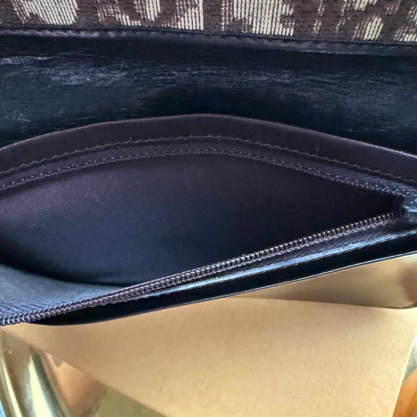 Authentic Preloved Luxury Upper Westside Vintage Brown Dior Trotter Long Wallet with Chain