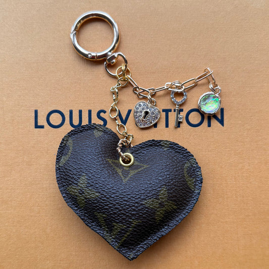 KEY TO MY HEART Upcycled Mono Heart Bag Charm