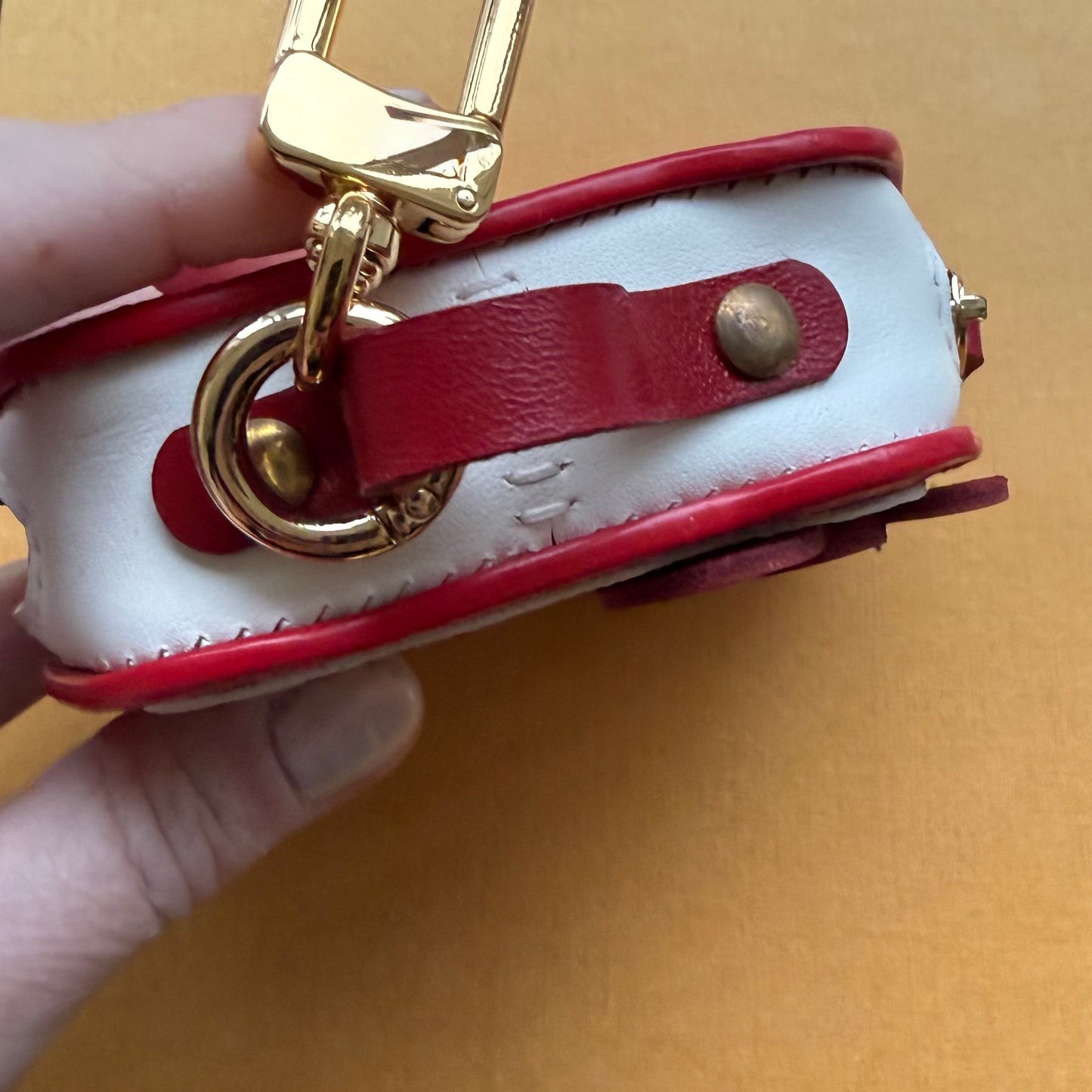 { MEOW } Handmade Leather + DA Canvas Zippy Bag Charm (Pink)