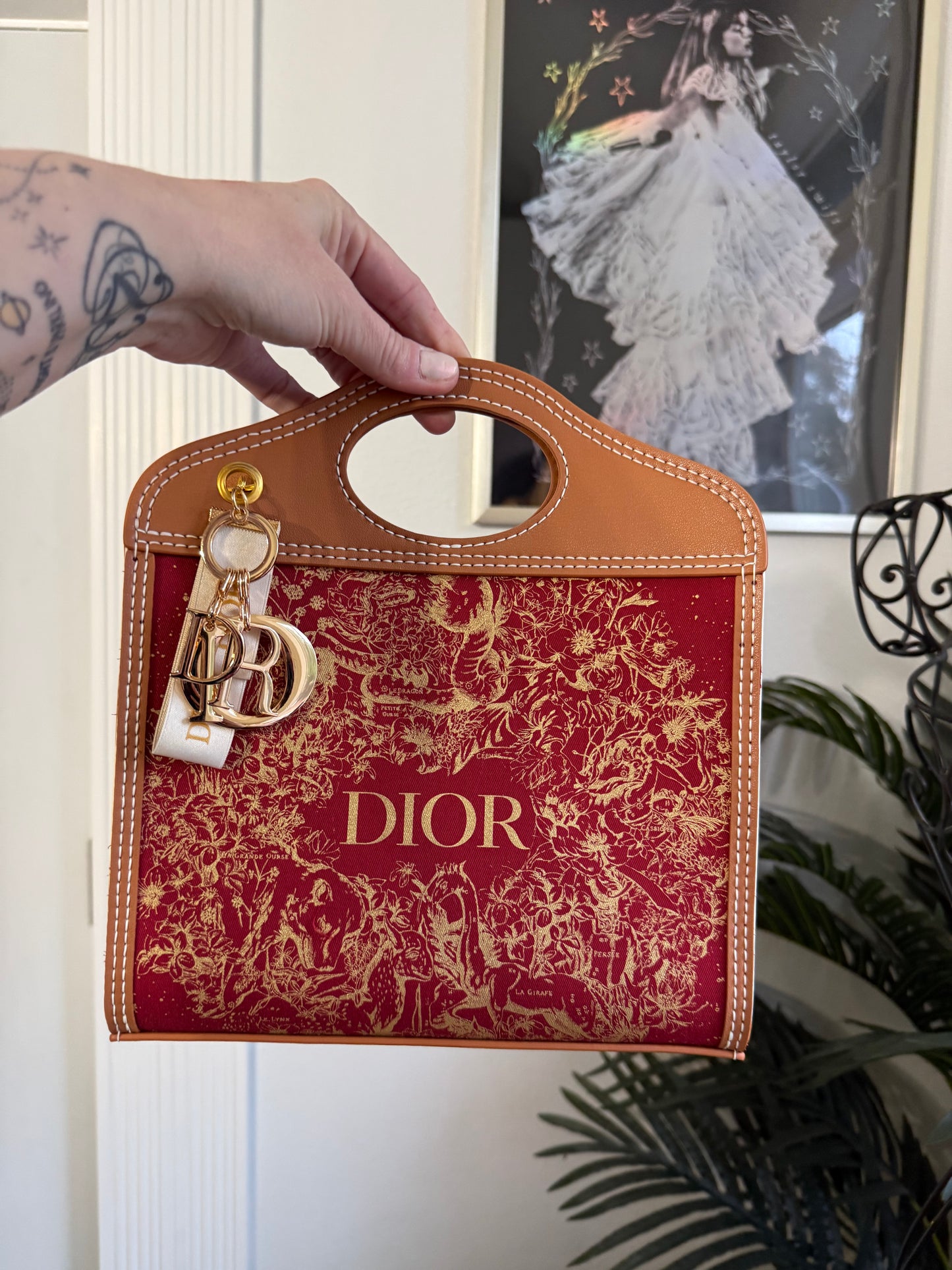 { OUR SONG } Handmade Vegan Leather + Dior Blooming Red Dusty Tote