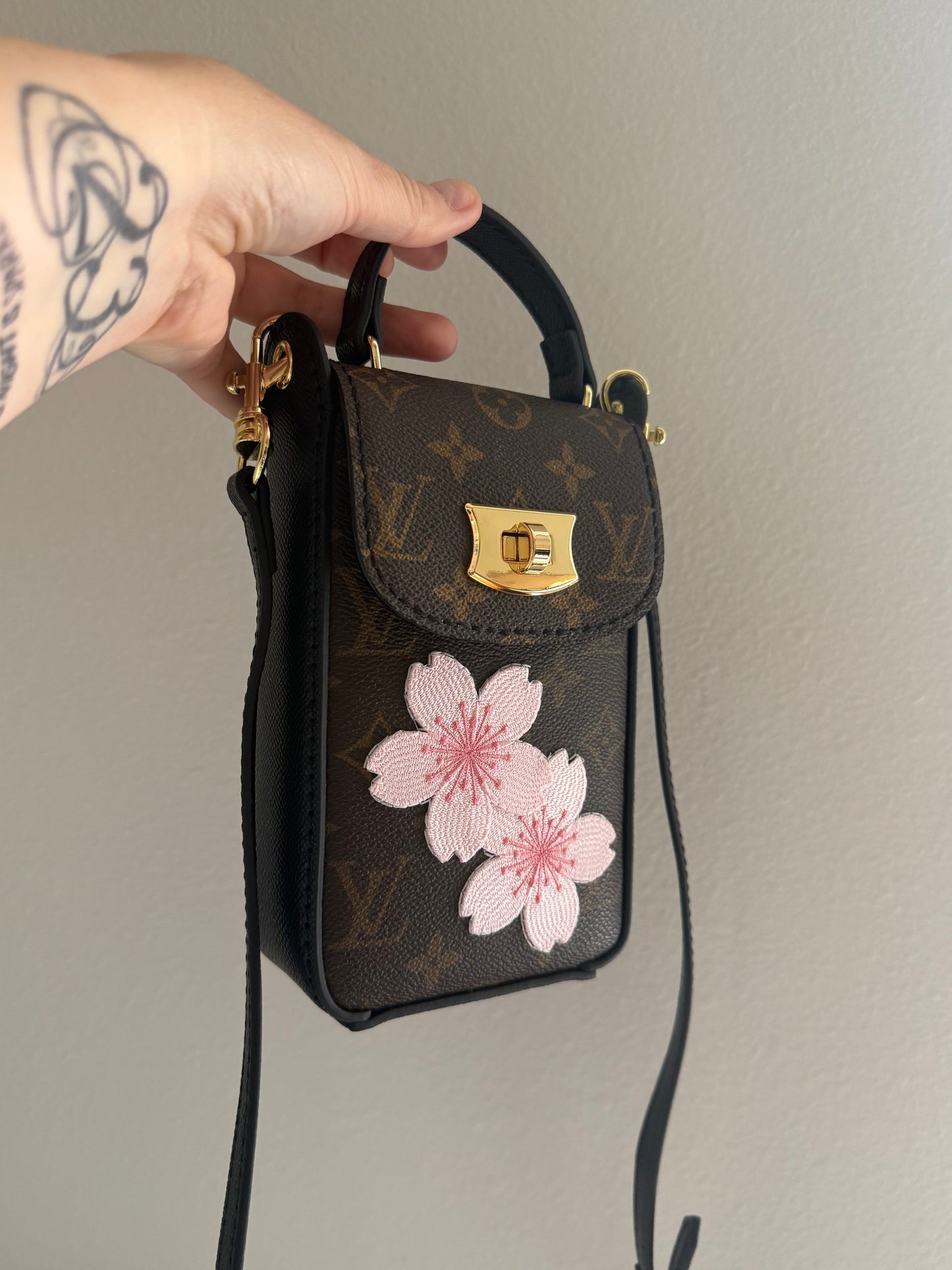 The SIDEKICK || Handmade Upcycled Luxury Canvas Mini Bag Cherry Blosson Edition