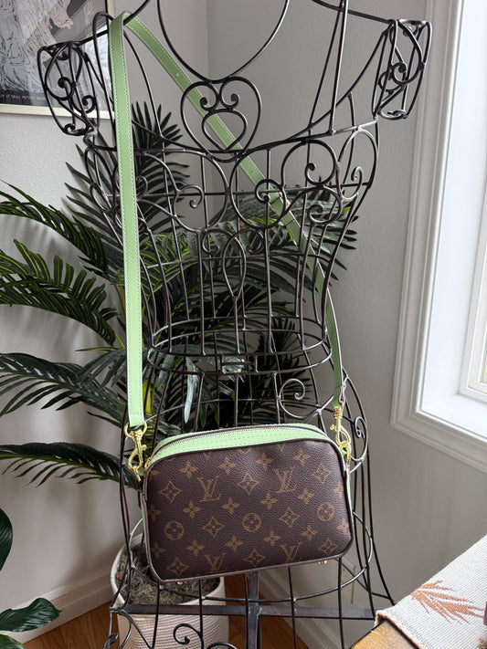 { AMERICANA } Handmade Mono Camera Crossbody Bag - Green + Lace