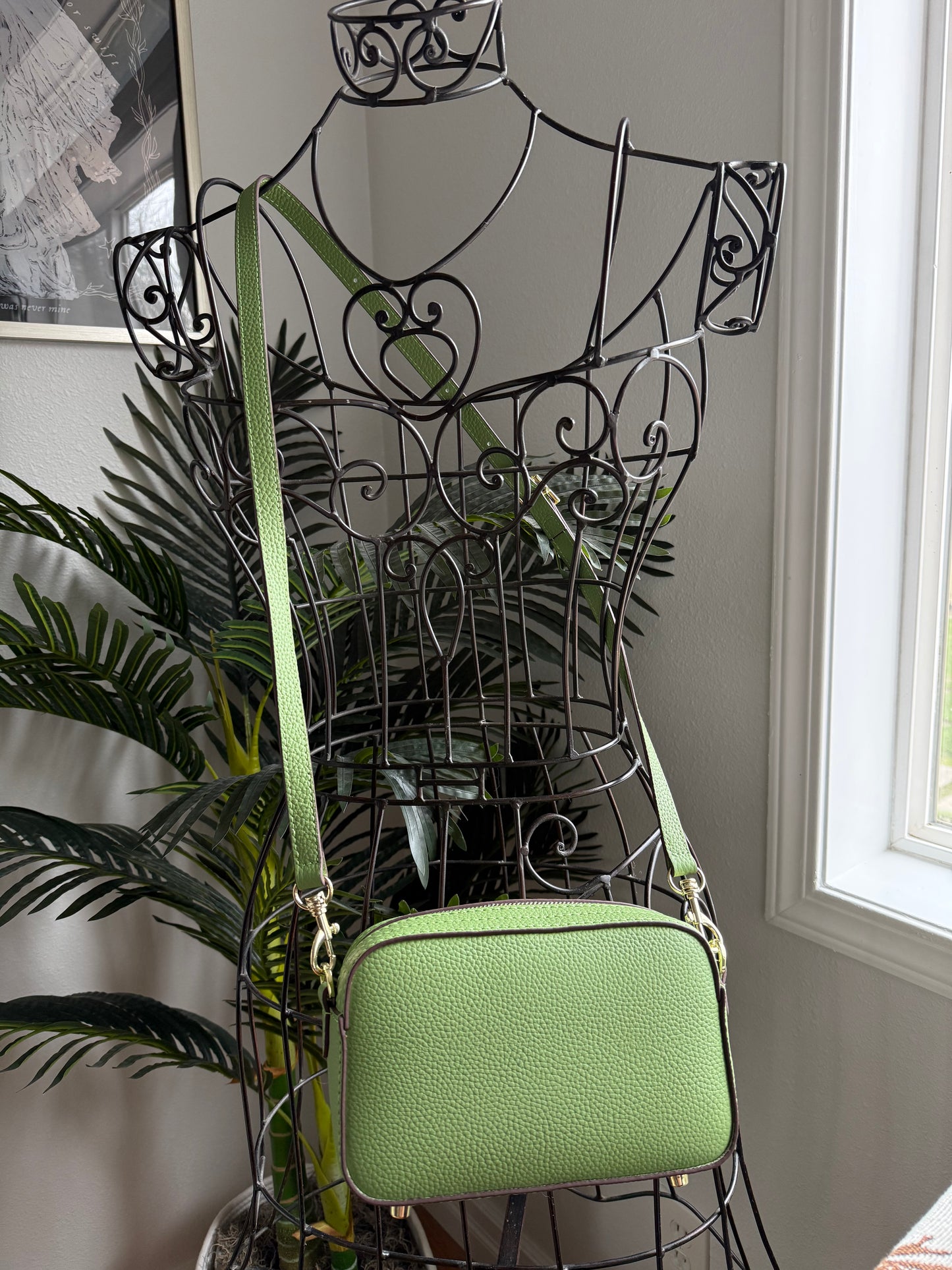{ AMERICANA } Handmade Camera Crossbody Bag in Vibrant Green + Mono