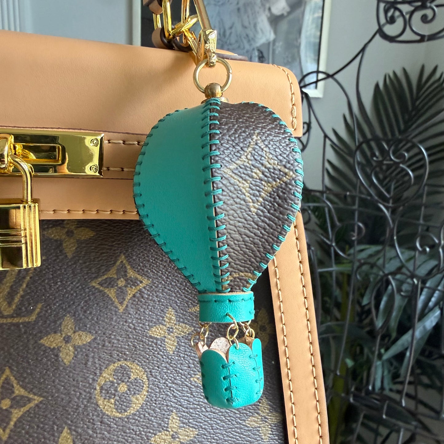 {TRACK 5} Handmade Teal Leather + Mono Hot Air Balloon Charm
