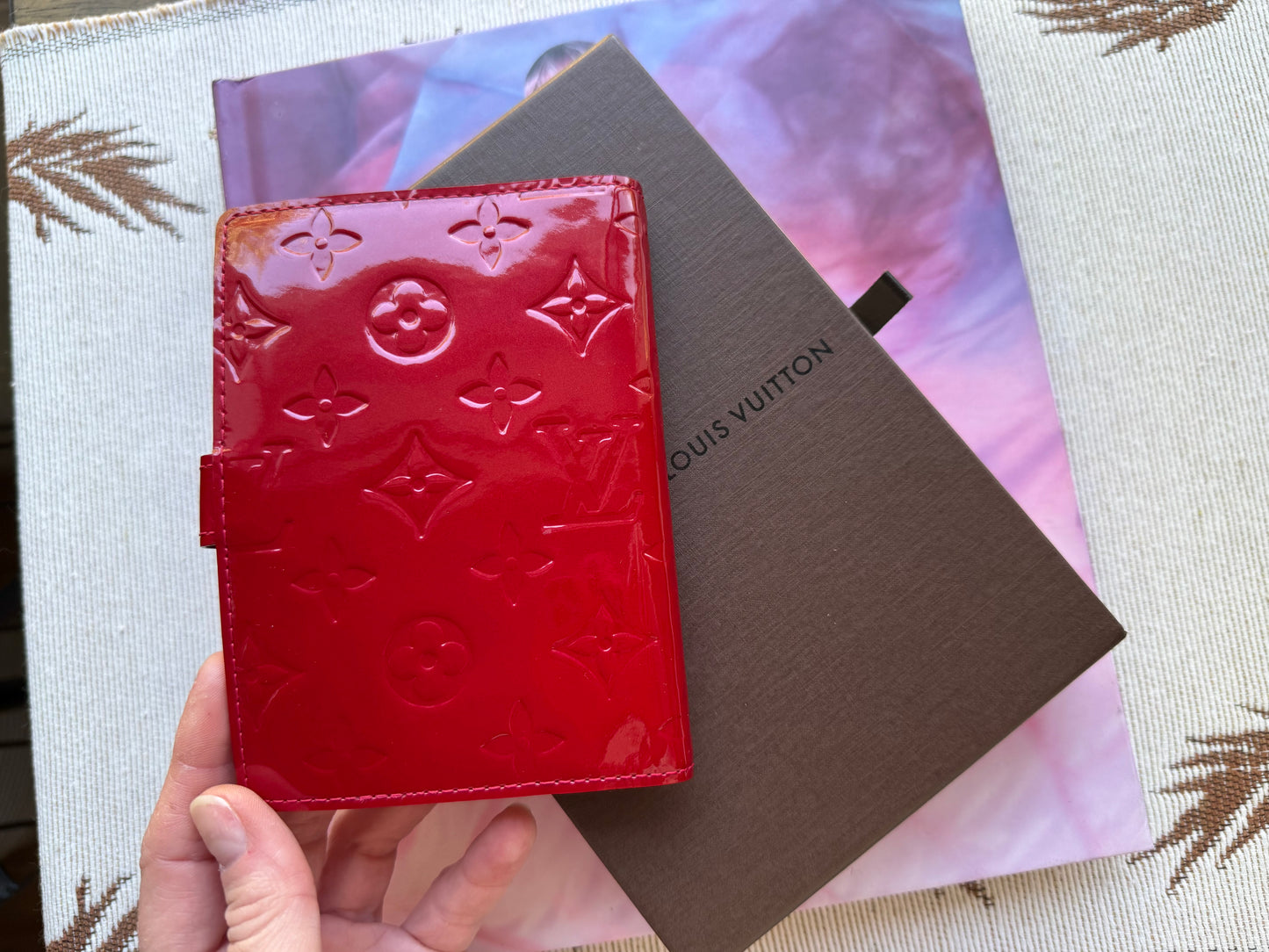 HAPPY, FREE, CONFUSED Authentic Preloved LV Agenda MM in Red Vernis