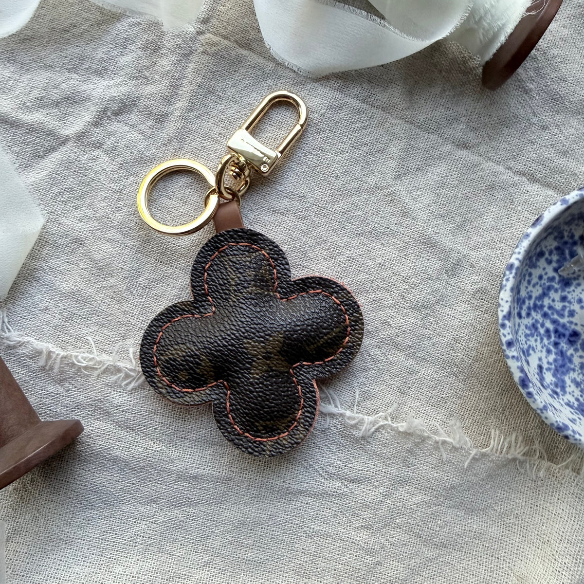 Handmade Flower Doll Bag Charm in True Red