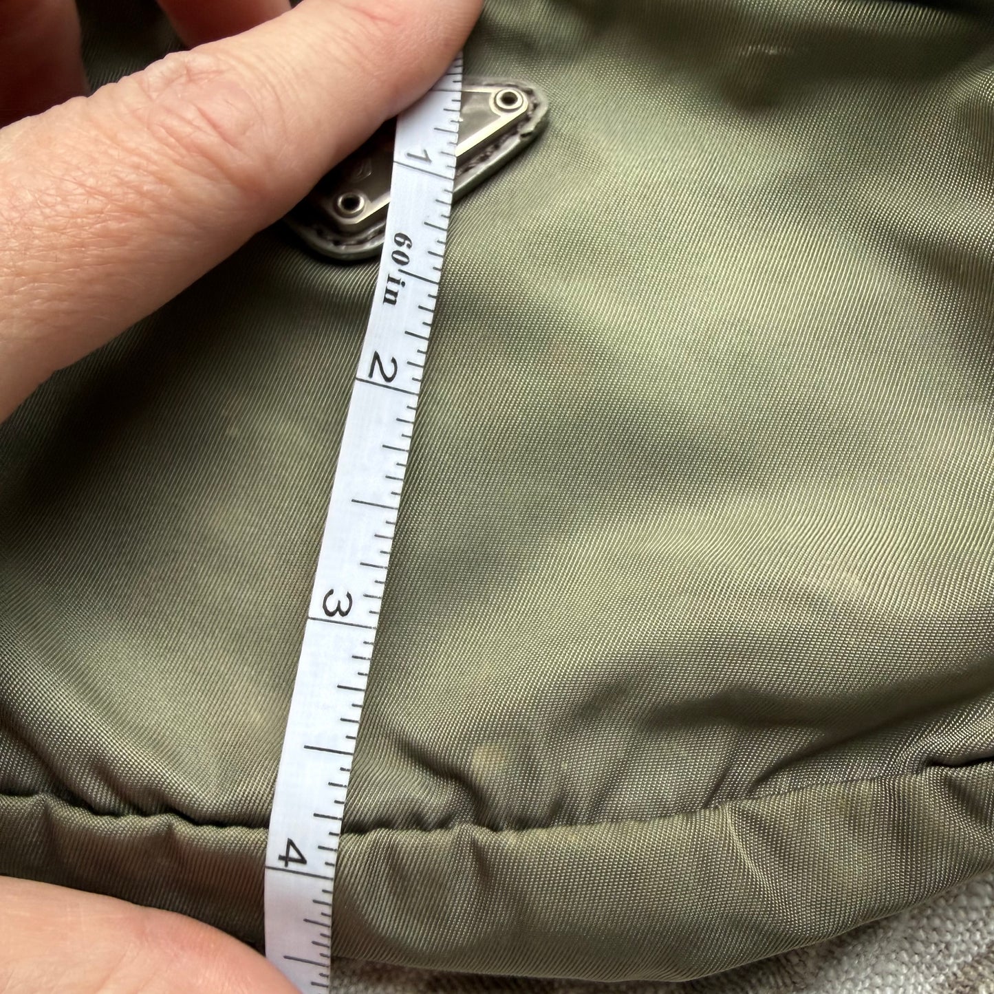 Luxury Authentic Preloved Vintage P R A D A Cosmetics Bag in Military Green