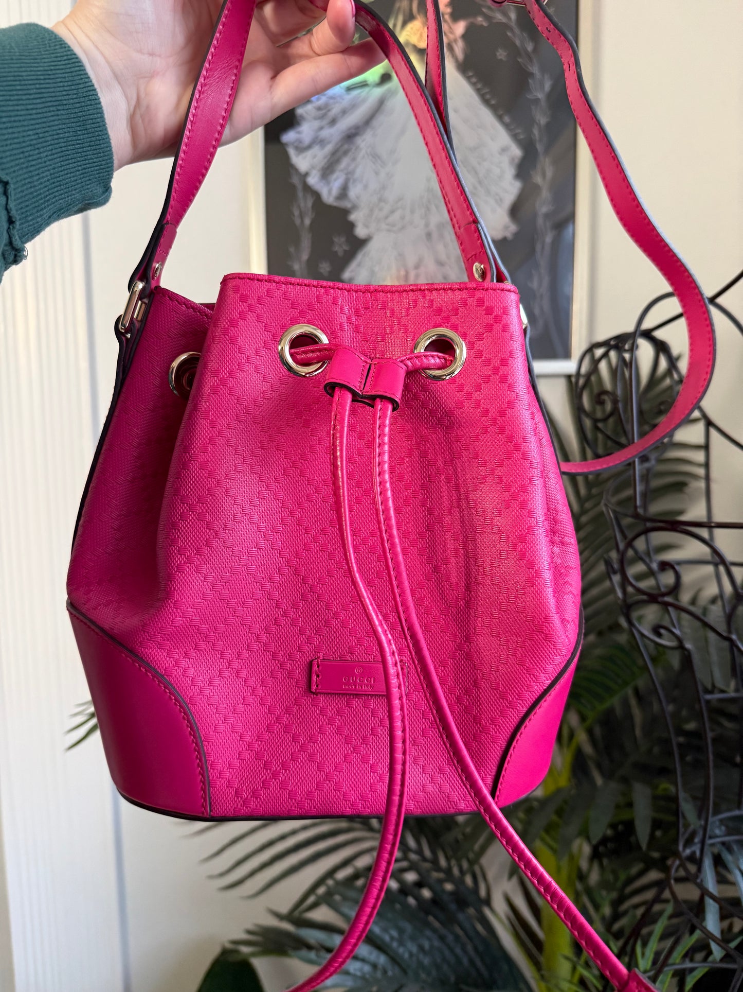 Preloved Authentic Gucci DIAMANTE Leather Bucket bag - Bright Pink