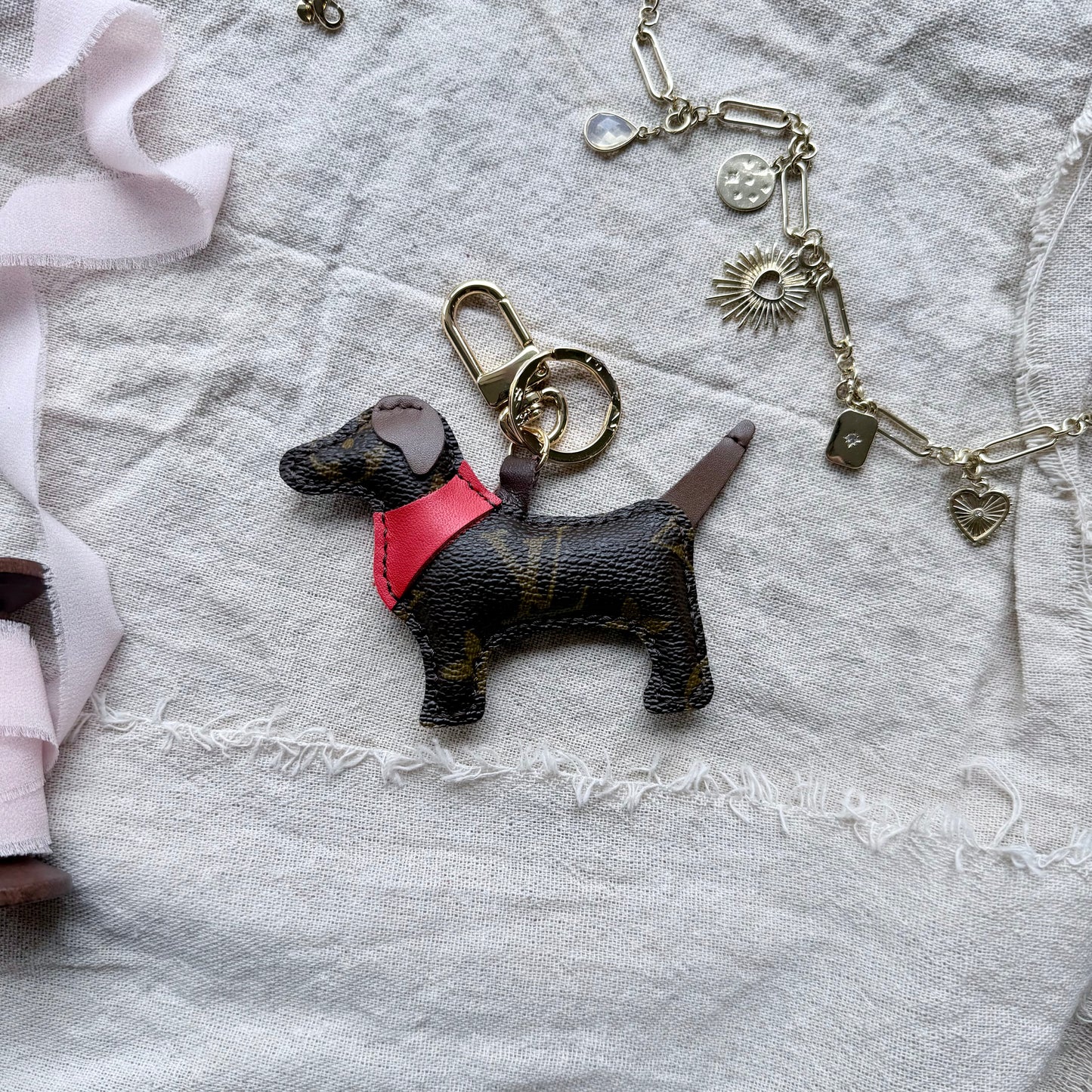 The BANDANA PUP Bag Charm || Upcycled Luxury Handmade Pet Lover Gift *Various Colors*