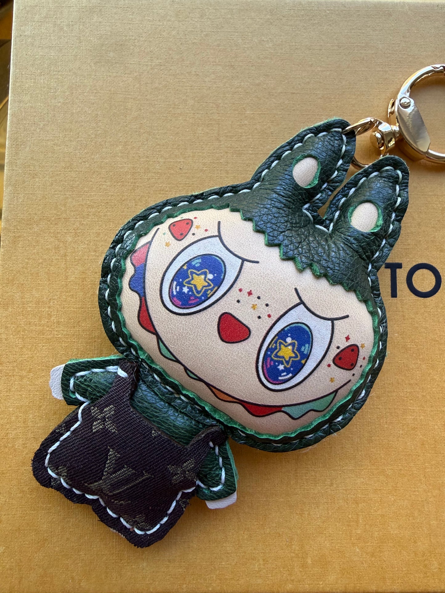 { LALULU } Handmade Leather + Mono Minilin Charm (PNW Green)