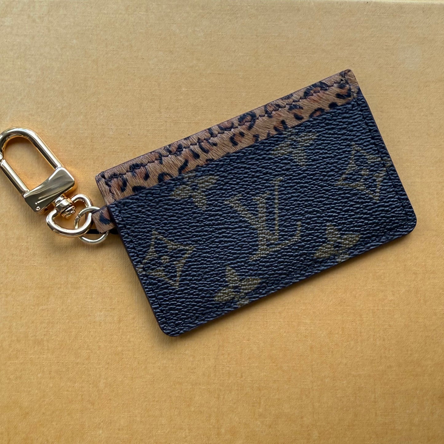 {HOLIDAY} Handmade Animal Print Leather + Mono Keychain Card Wallet