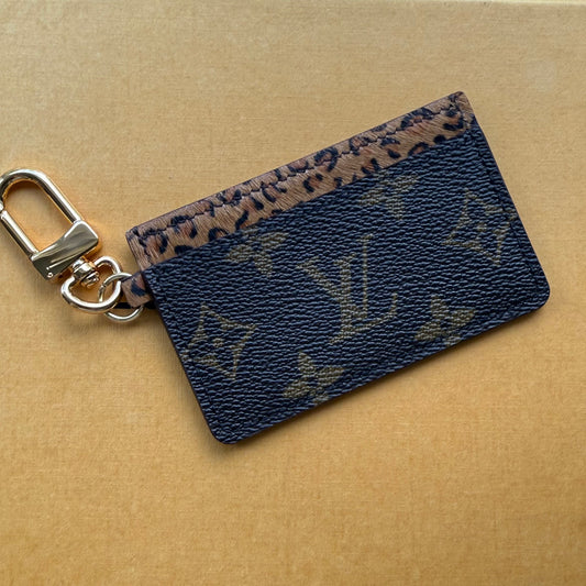 {HOLIDAY} Handmade Animal Print Leather + Mono Keychain Card Wallet