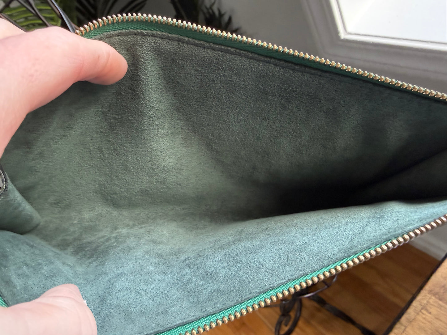 Preloved Authentic LV Pochette in green epi leather