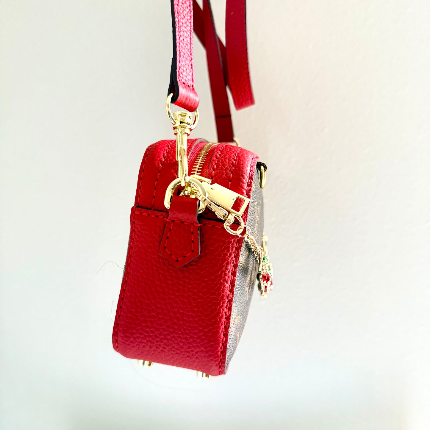 The AMERICANA Crossbody || Handmade Upcycled Luxury Monogram Canvas Cherry Crossbody Bag