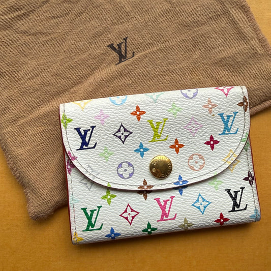 Authentic Preloved Vintage LV x Murakami White Multicolore Rosalie Wallet