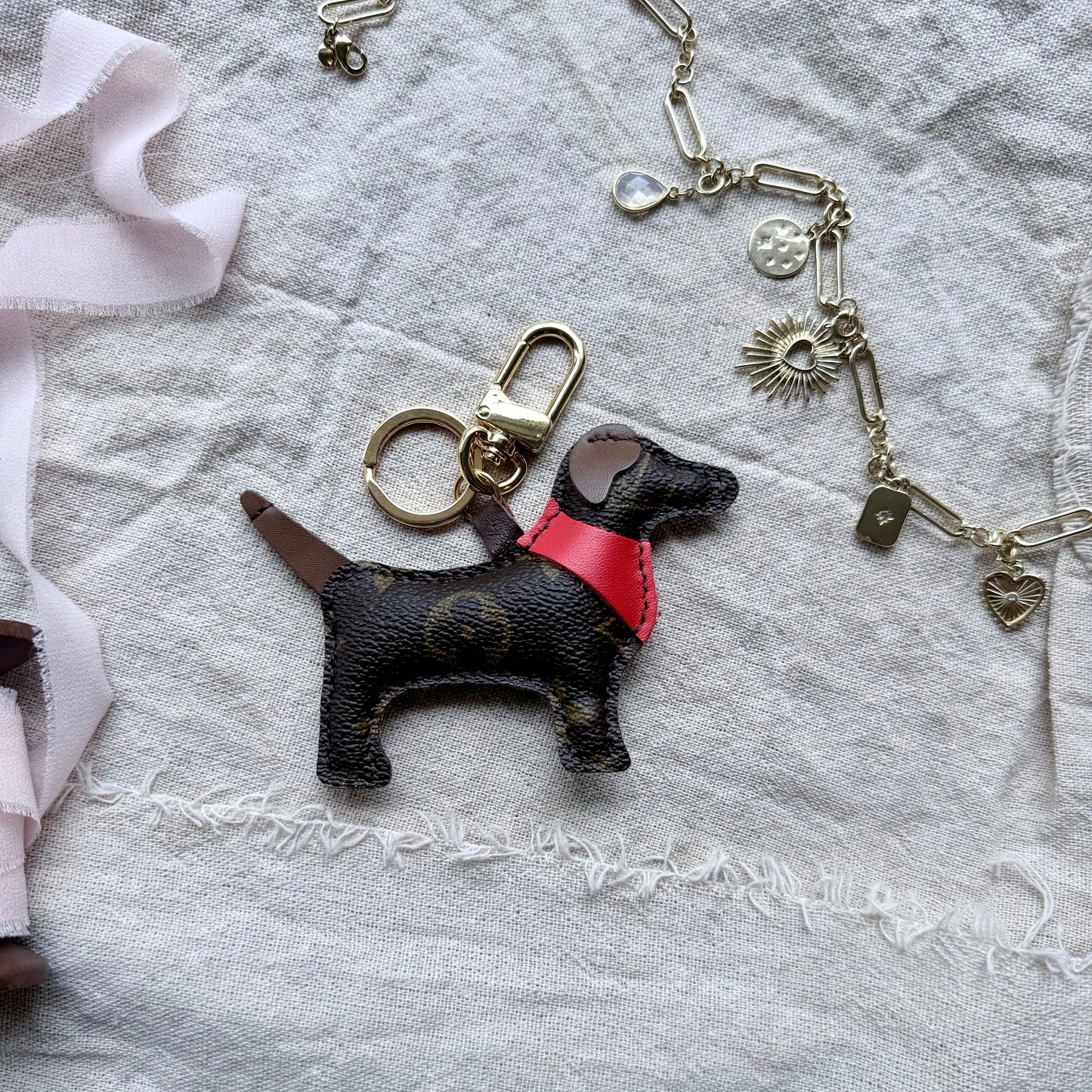 The BANDANA PUP Bag Charm || Upcycled Luxury Handmade Pet Lover Gift *Various Colors*