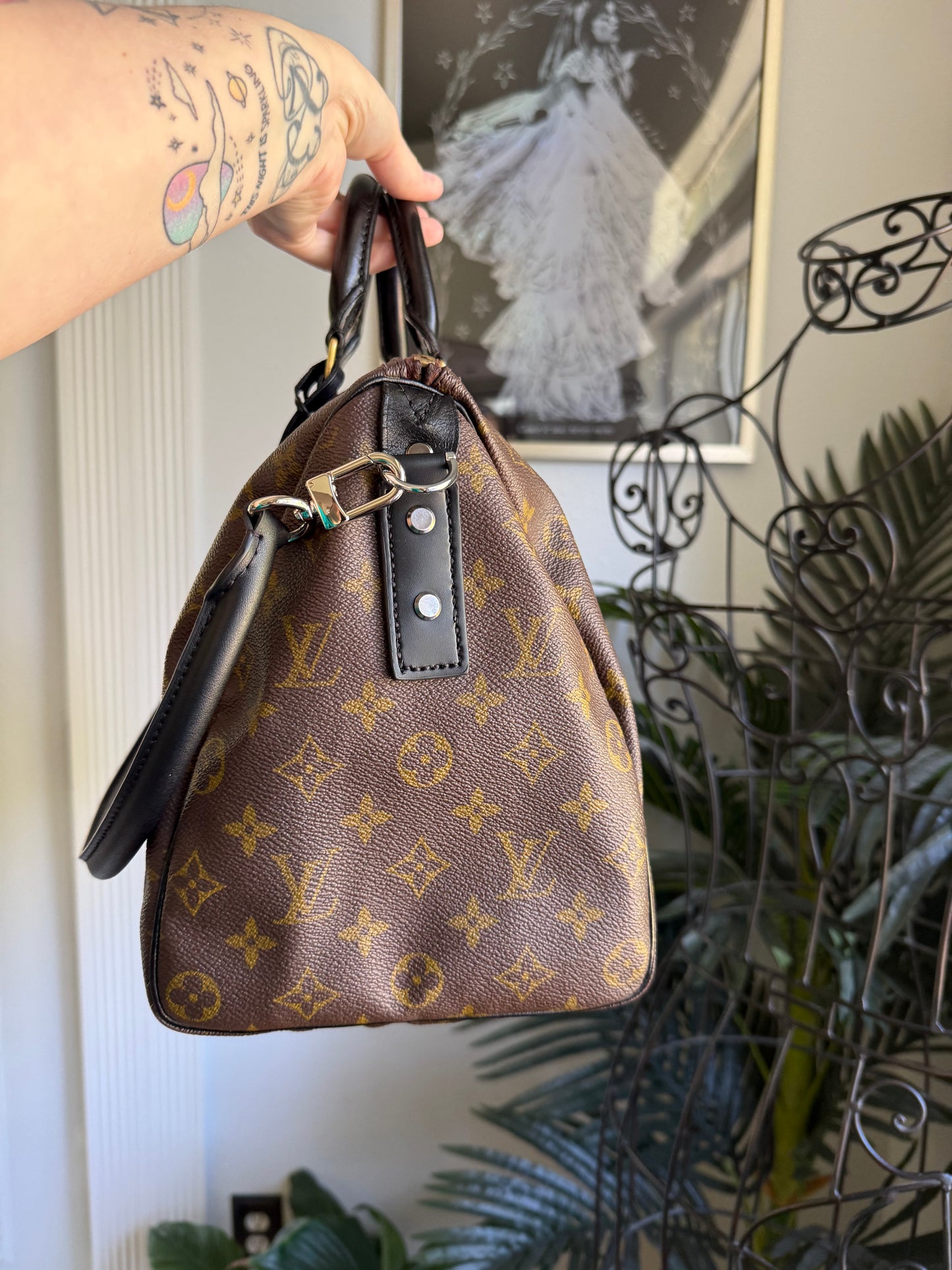 Preloved Authentic Reimagined Vintage LV Speedy 35 DARK *one of one*