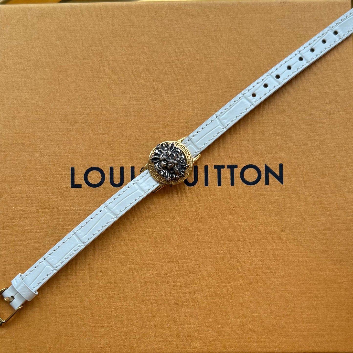 Upcycled Authentic Vintage Versace Verso Estro Lion Head Bracelet