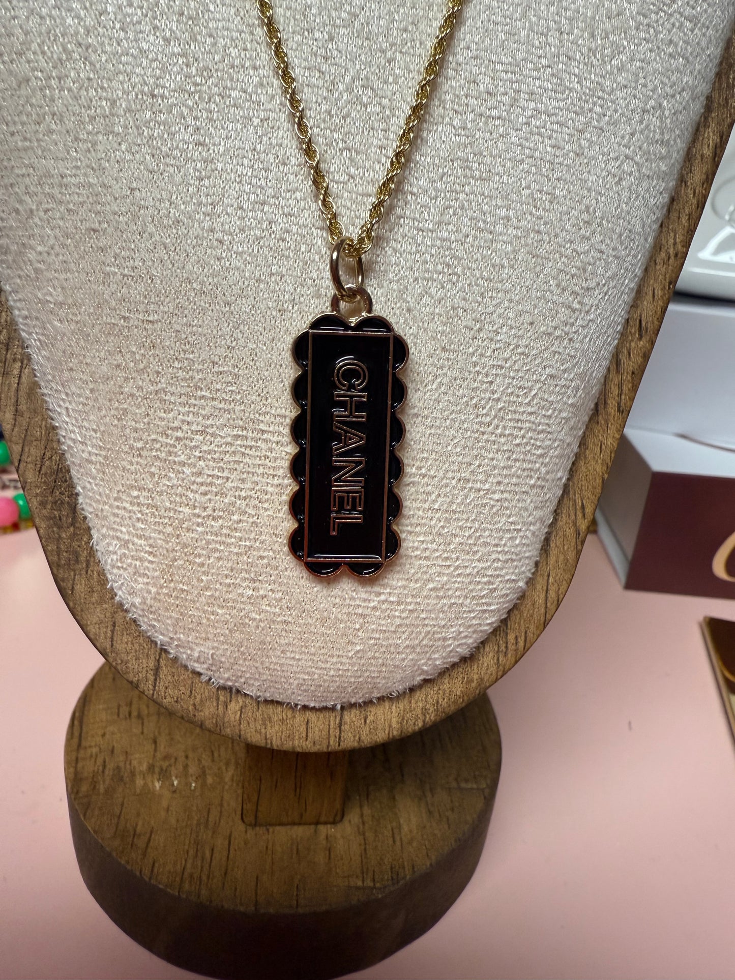 Vintage Upcycled CC Bar Necklace