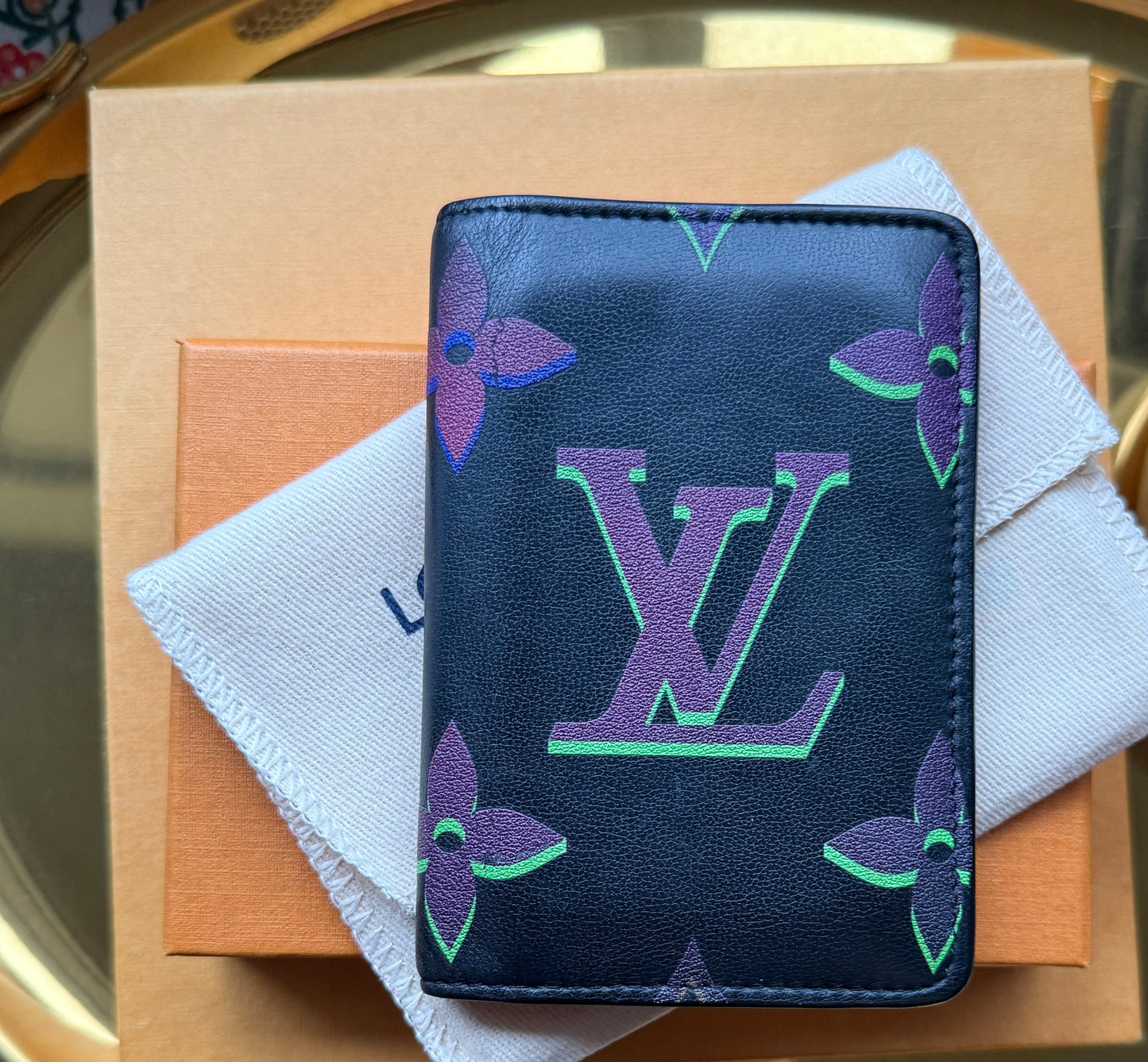 Authentic Preloved LV Black Leather Borealis Organizer Wallet