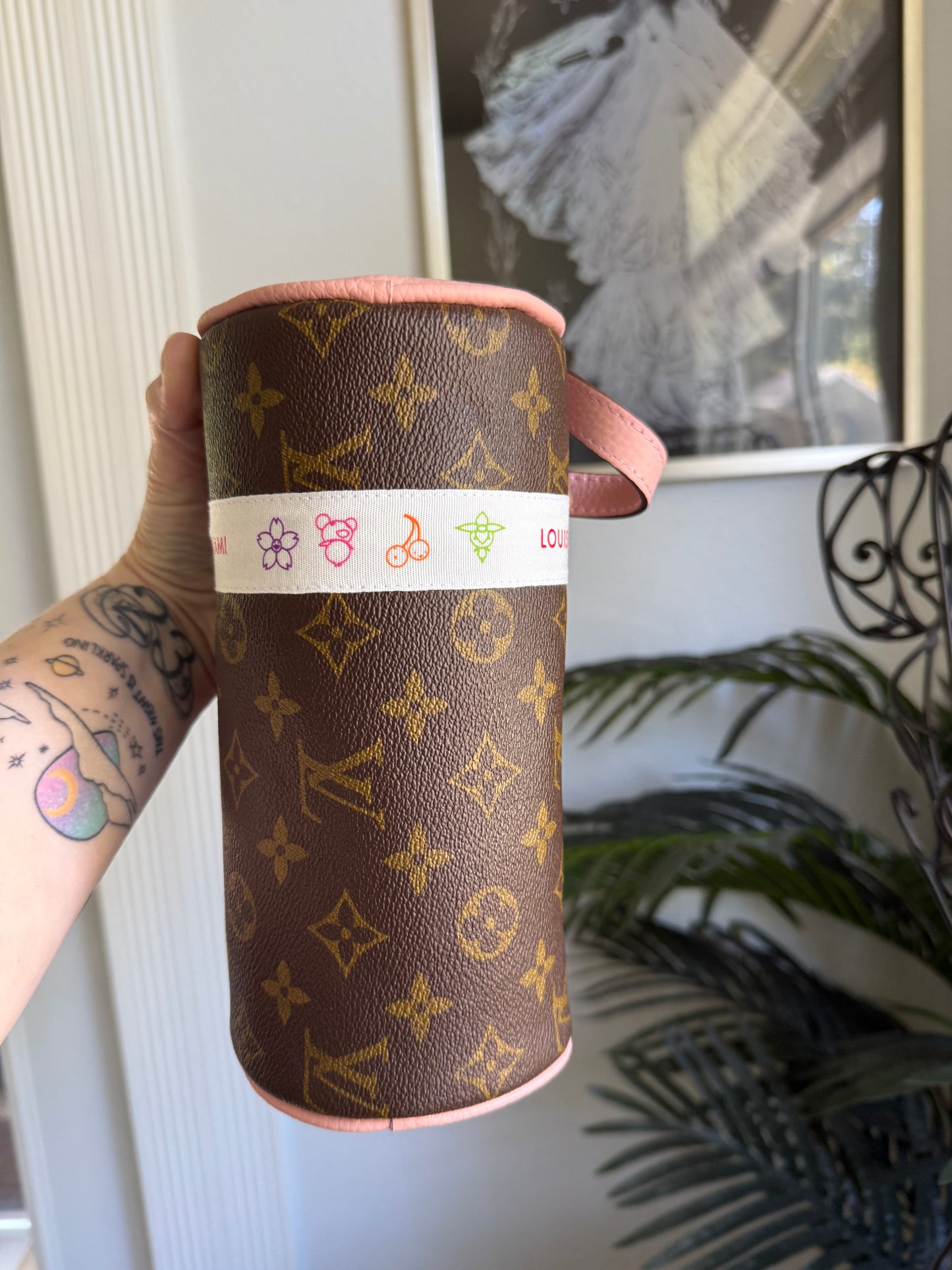 { AIMEE } Handmade Pink + Mono Whimsy Ribbon Barrel Bag