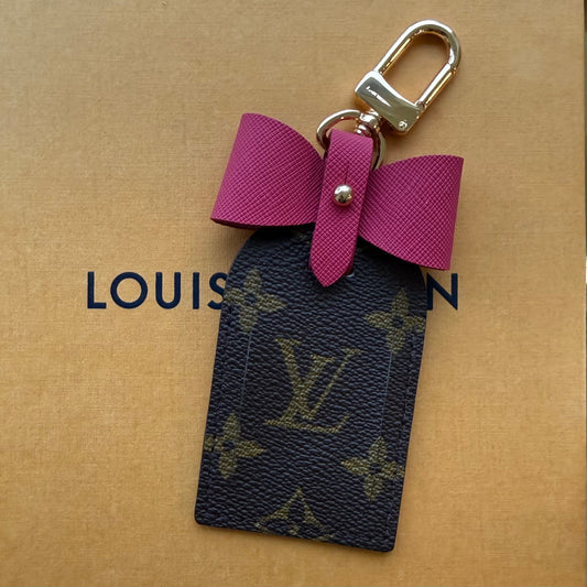 Handmade Mono Bow Tag Bag Charm - Pivione Pink