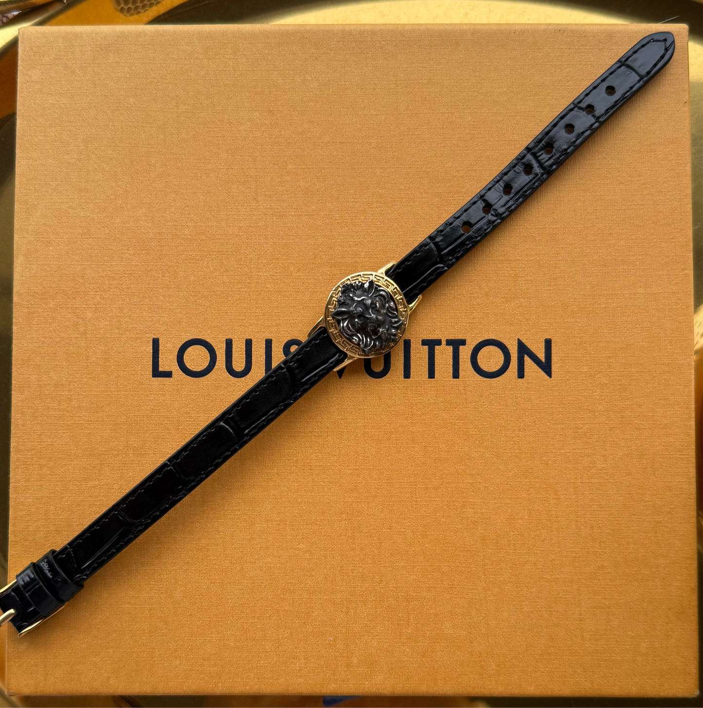 Upcycled Authentic Vintage Versace Verso Estro Lion Head Bracelet