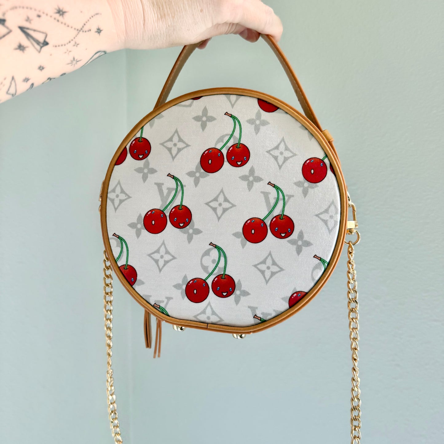 The MOON & SATURN Handbag || Handmade Upcycled Cherry Circle Crossbody Purse