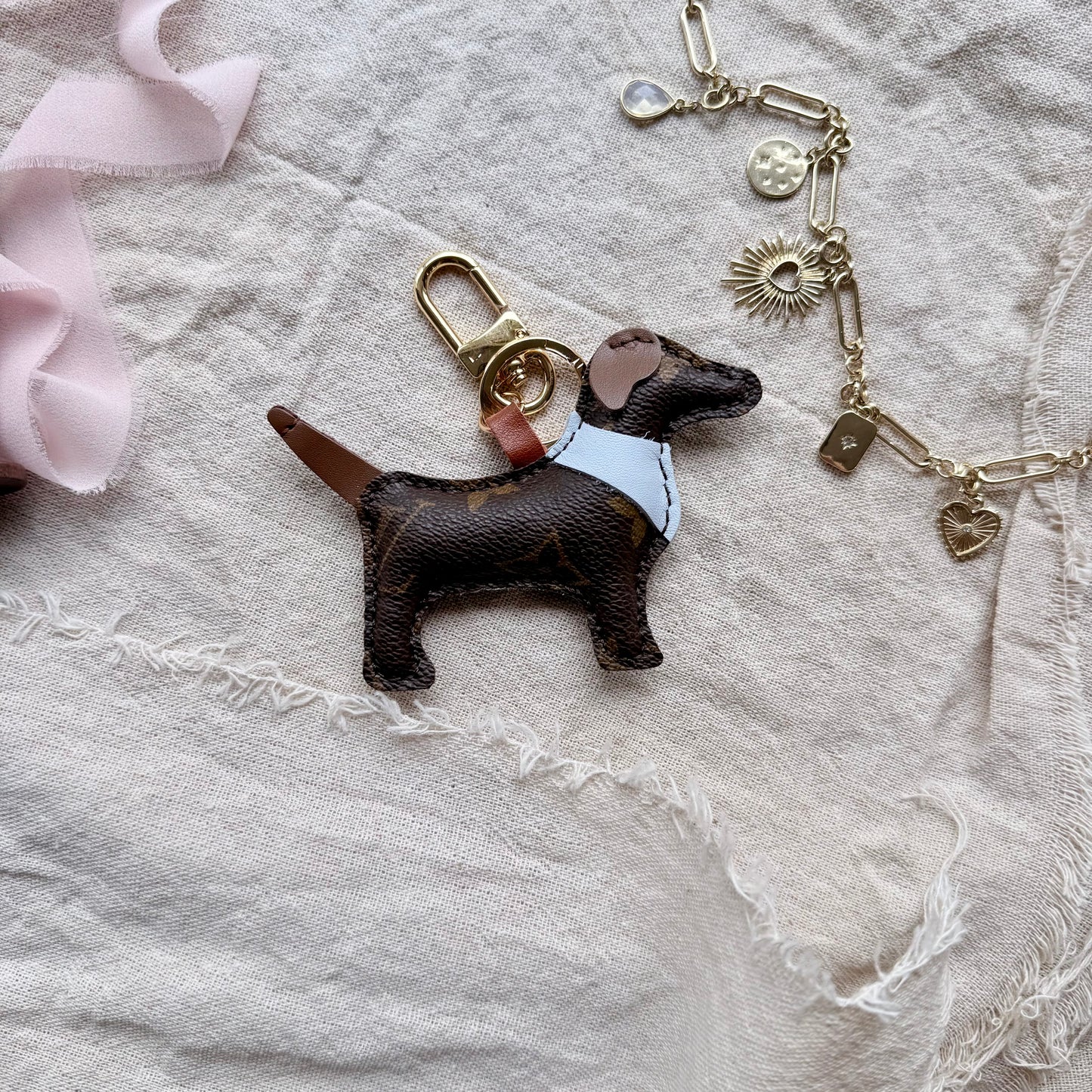 The BANDANA PUP Bag Charm || Upcycled Luxury Handmade Pet Lover Gift *Various Colors*