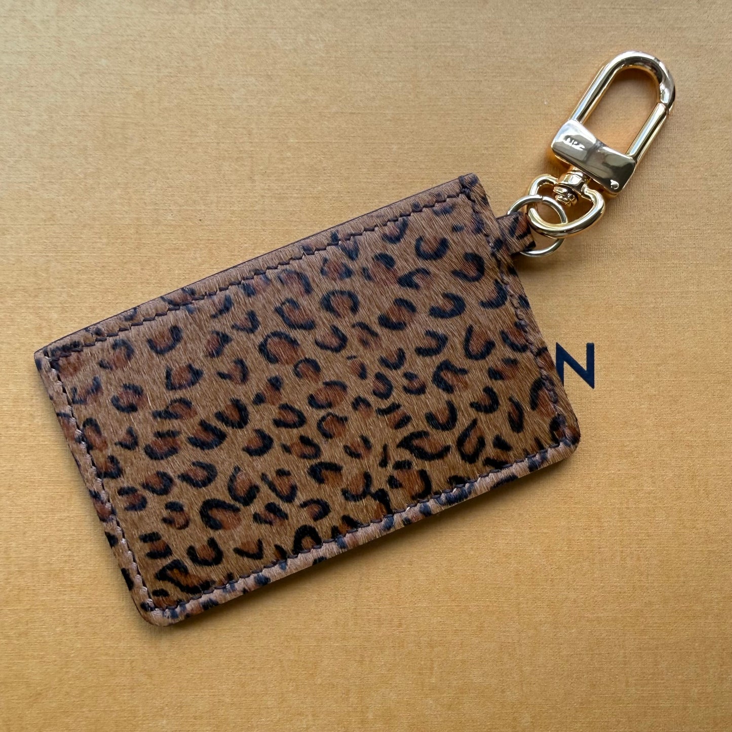 {HOLIDAY} Handmade Animal Print Leather + Mono Keychain Card Wallet