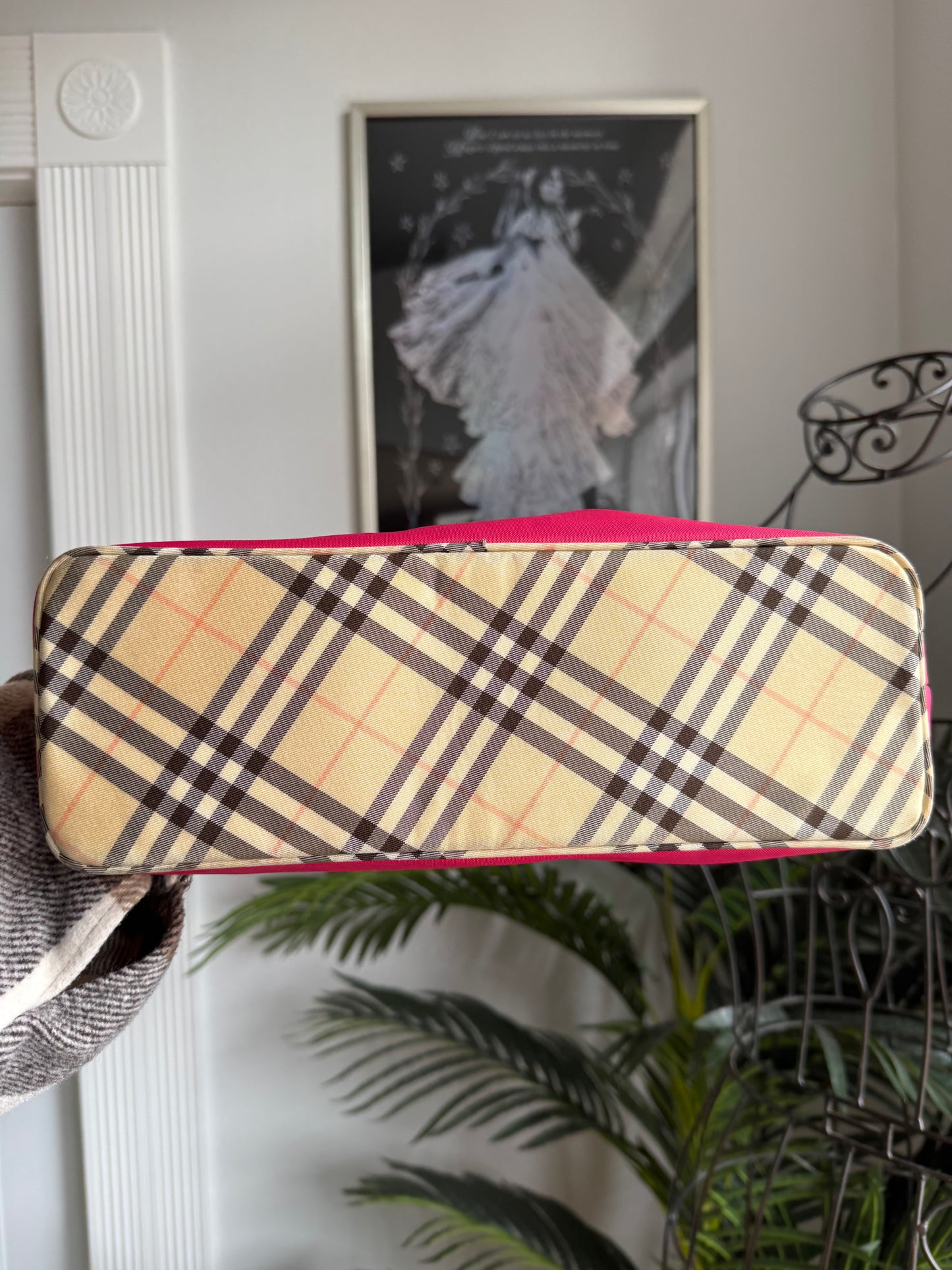 Authentic Preloved Burberry Novacheck Blue Label Pink Nylon Tote with Classic Pouch