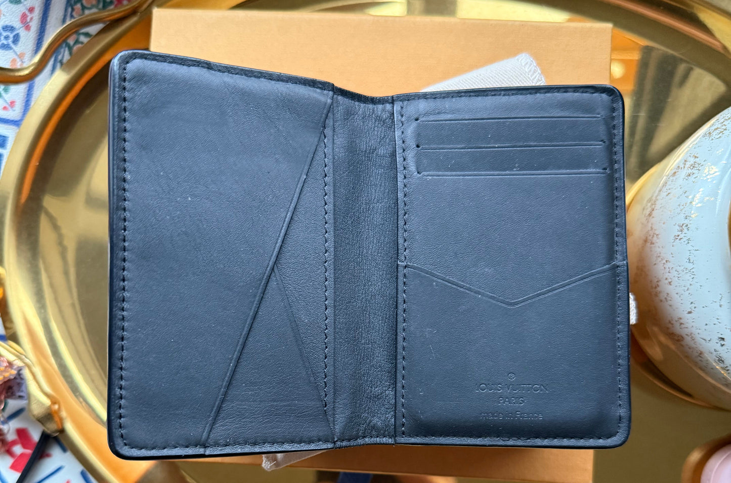 Authentic Preloved LV Black Leather Borealis Organizer Wallet