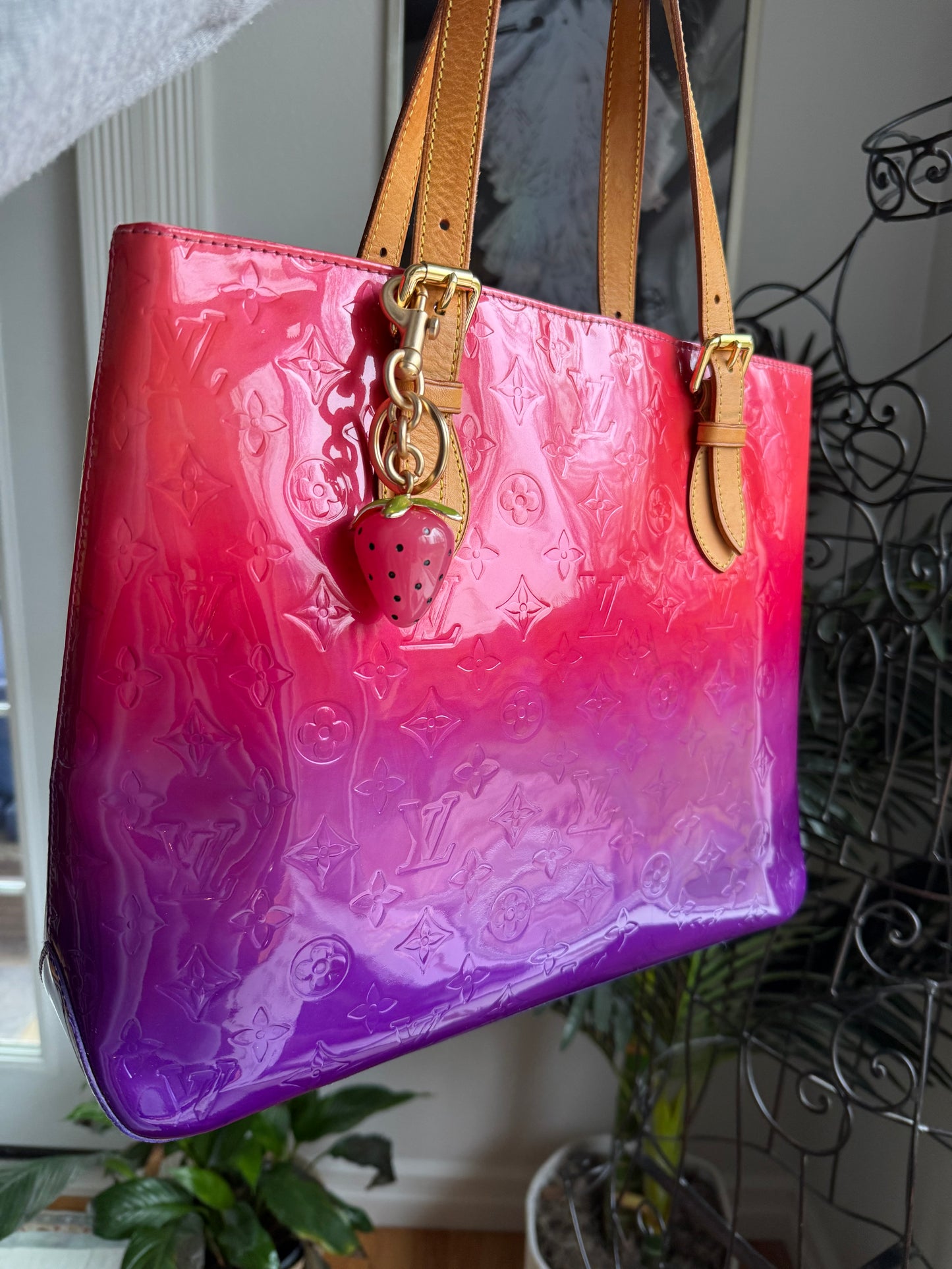 Authentic Preloved Custom Dyed Sunset Ombre Vernis Louis Vuitton Luxury Brentwood Bag
