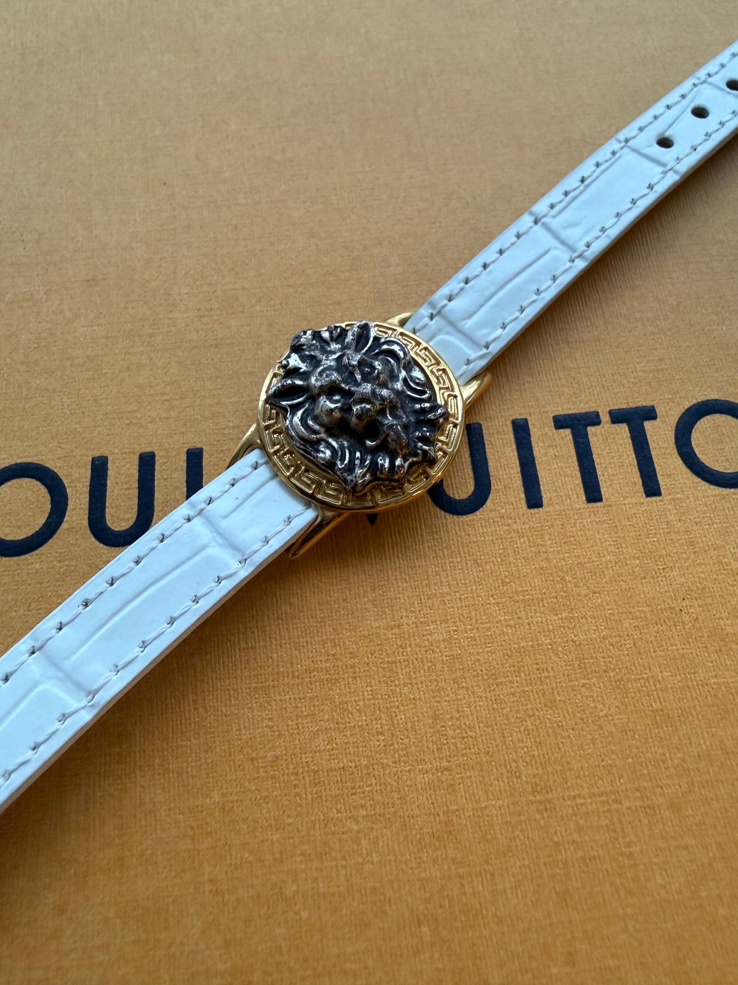 Upcycled Authentic Vintage Versace Verso Estro Lion Head Bracelet