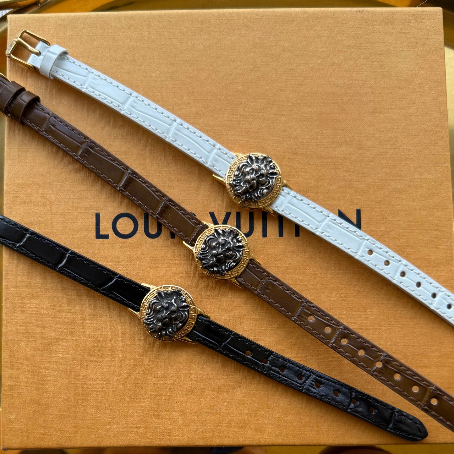 Upcycled Authentic Vintage Versace Verso Estro Lion Head Bracelet