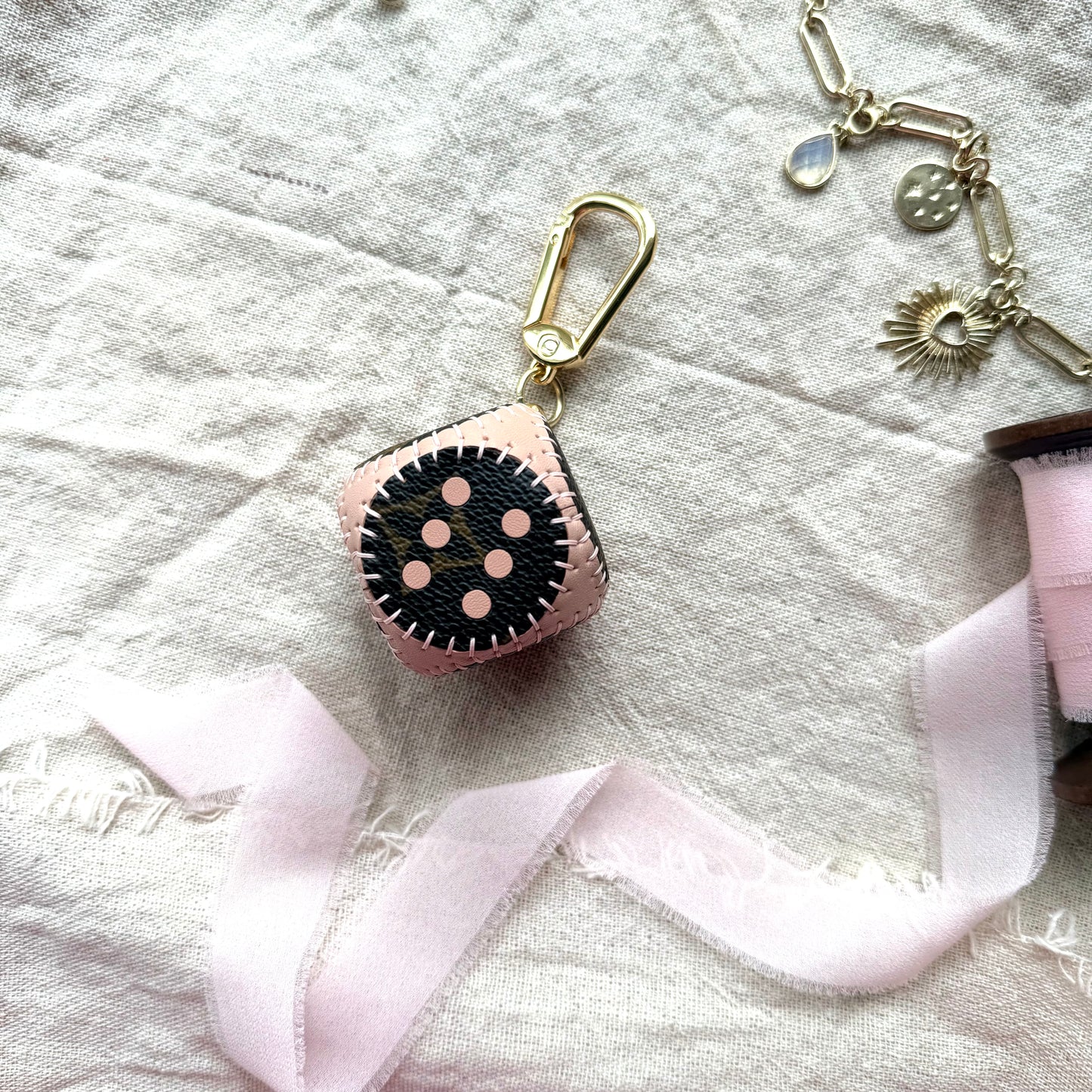 Handmade Luxury Upcycled LV Dice Bag Charm