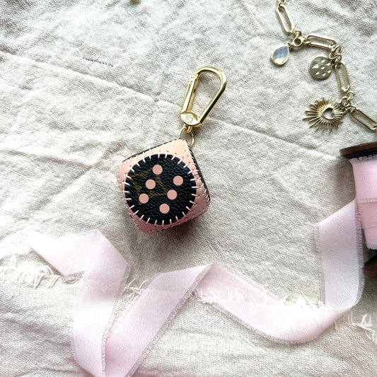 Handmade Dice Bag Charm - Pale Pink