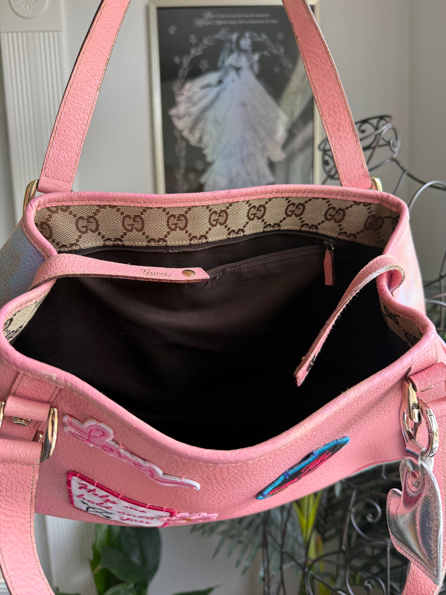 SOLD * Preloved Reimagined Authentic Vintage 2005 Pink Leather Gucci Abbey Tote