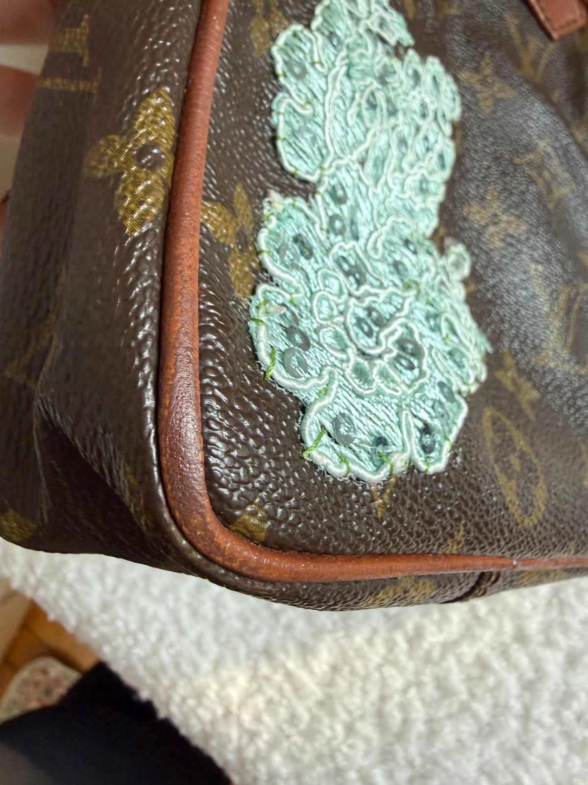Authentic Preloved Custom Embroidered Beaded Reimagined Nautical Vintage Mini Amazone Crossbody Bag
