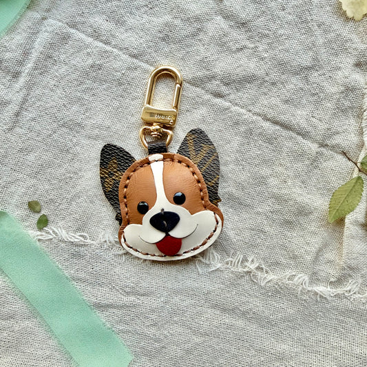 CORNELIA the Corgi || Handmade Upcycled LV Luxury Dog Lover Bag Charm *Various Colors*