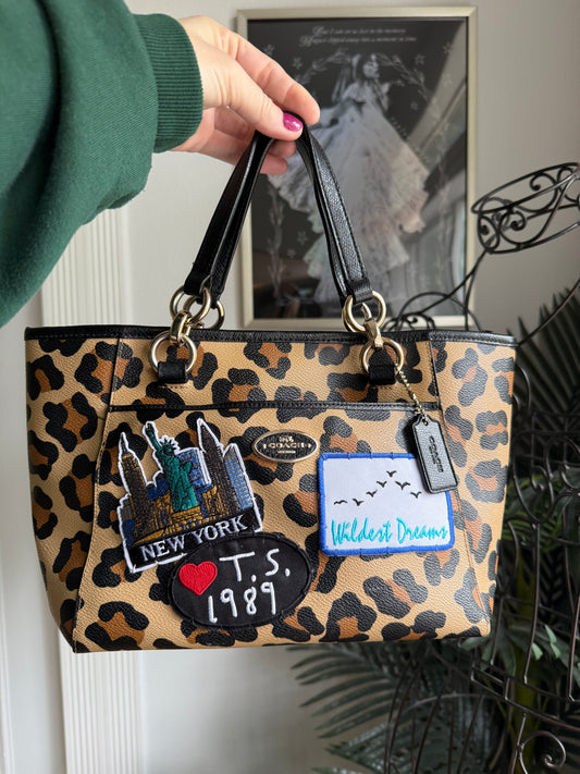 { ‘89 MASHUP } Preloved Authentic Reimagined Animal Print Coach Tote