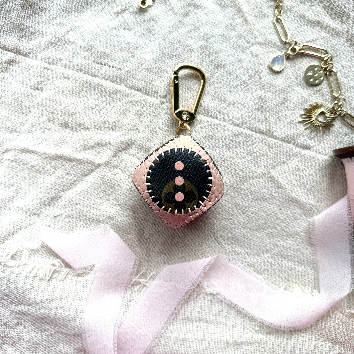 Handmade Luxury Upcycled LV Dice Bag Charm