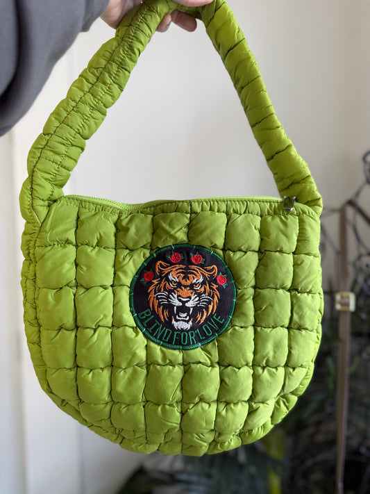 BLIND FOR LOVE Green Puffer Bag
