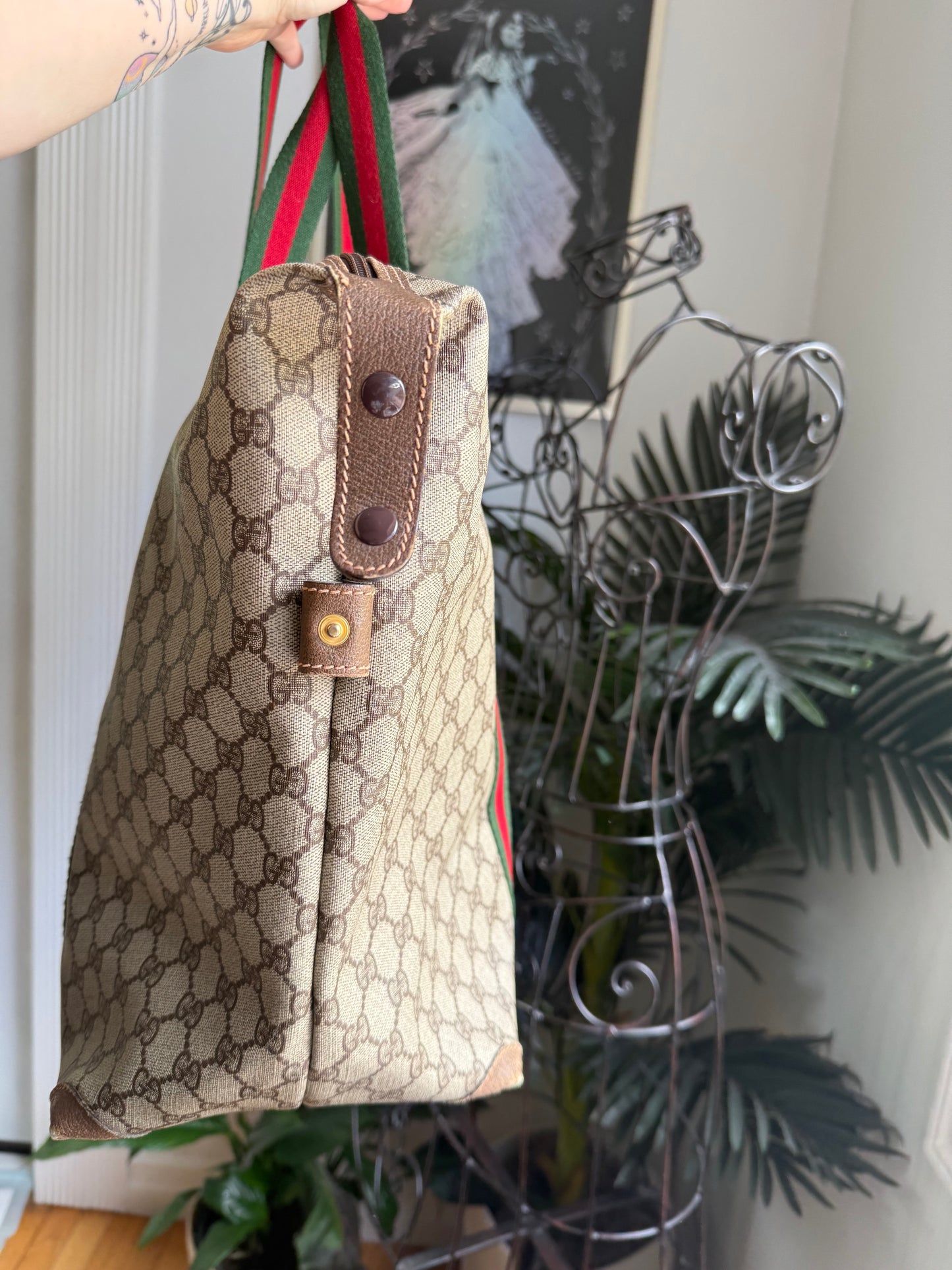 Authentic Preloved Vintage Gucci Sherry Line Canvas Weekender Bag