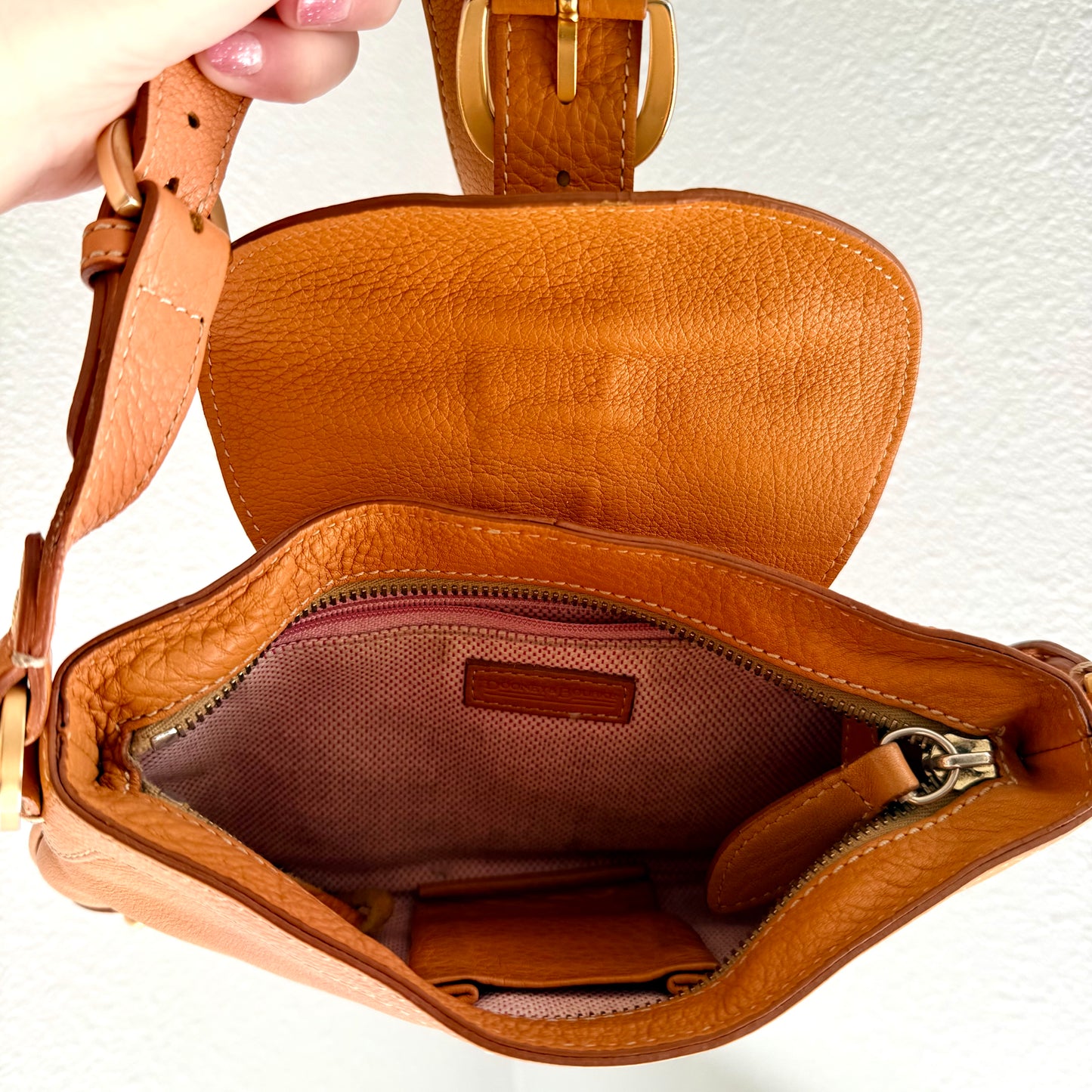 Preloved Authentic Dooney & Bourke British Tan Mini Studded Shoulder Bag