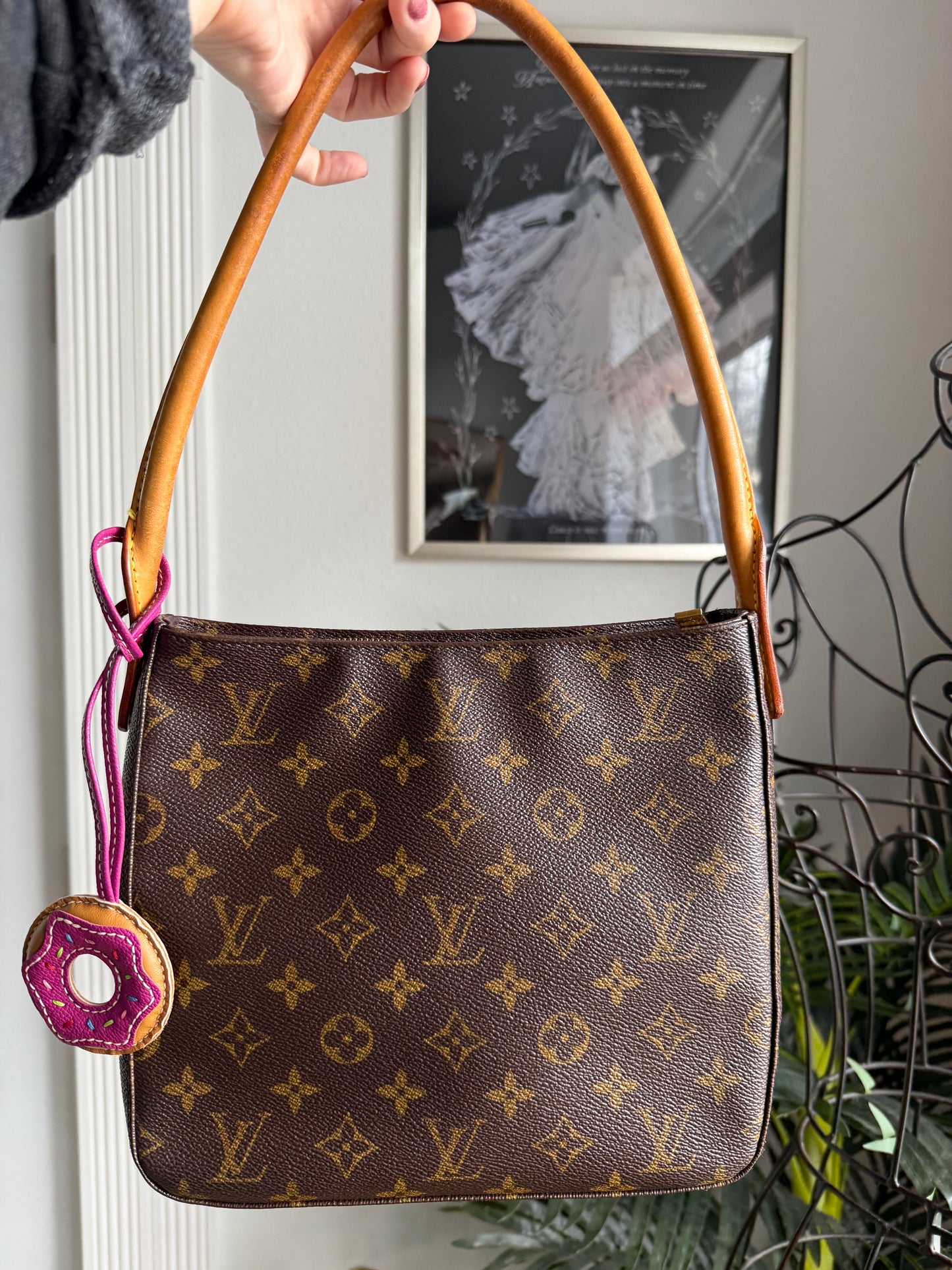 Purple Leather Donut Bag Charm