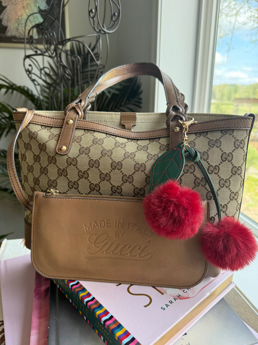 Authentic Preloved Gucci Canvas Craft Tote with Pouch