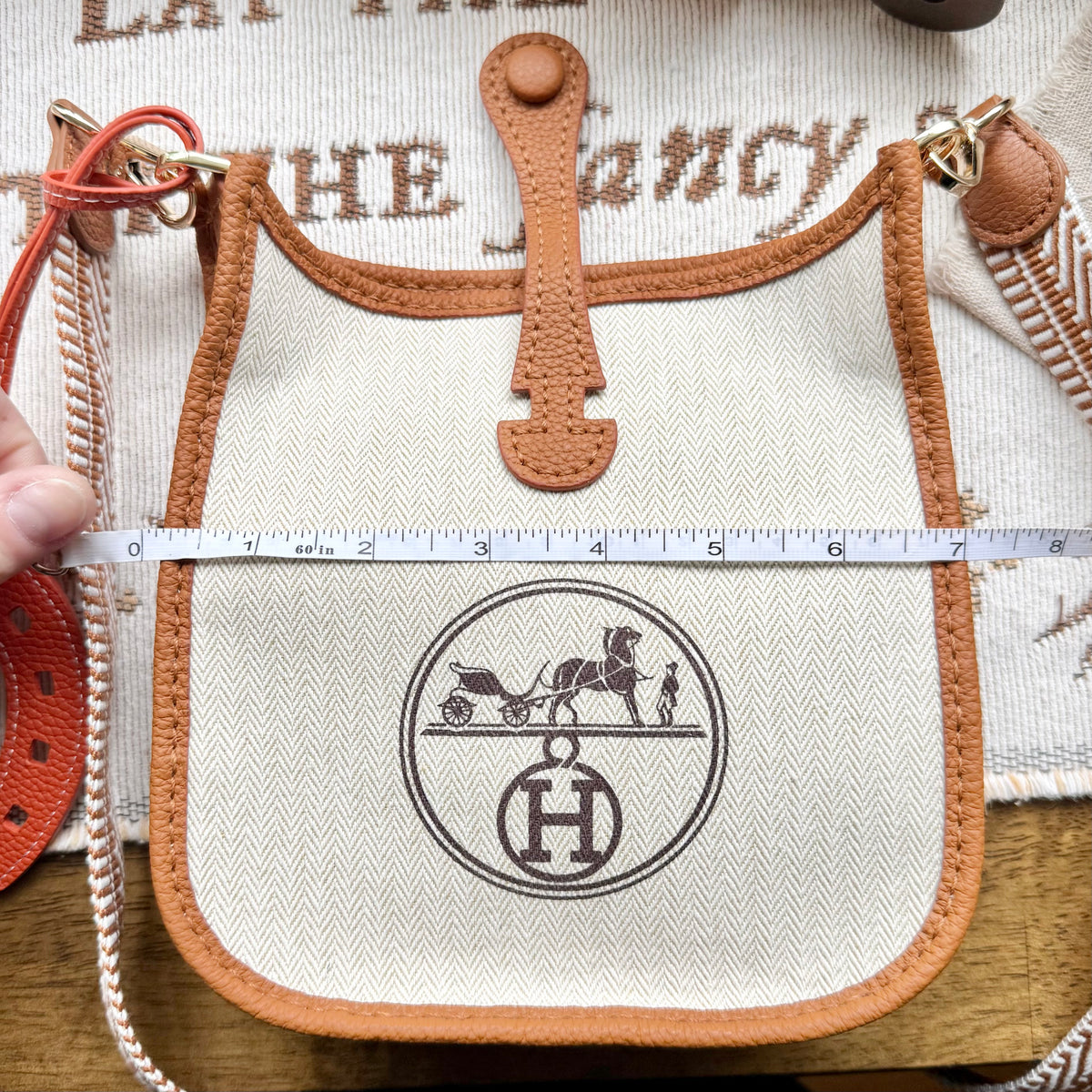 HORSE & RIDER || Handmade Upcycled Luxury Dustbag Slim Small Crossbody Shoulder Bag with charm